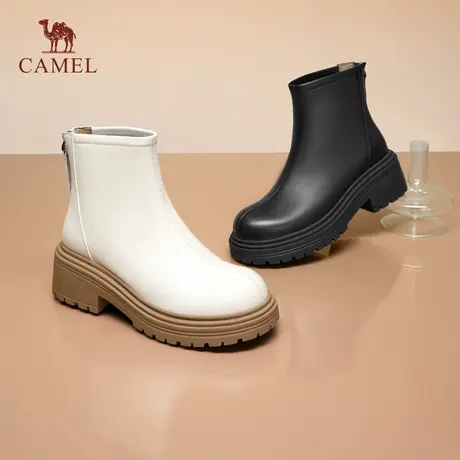 骆驼女鞋2025夏季新款真皮时尚百搭厚底切尔西靴休闲皮靴时装靴商品大图