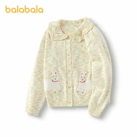 巴拉巴拉儿童毛衫女童2025新款春装小童绣花翻领刺绣针织开衫保暖图片