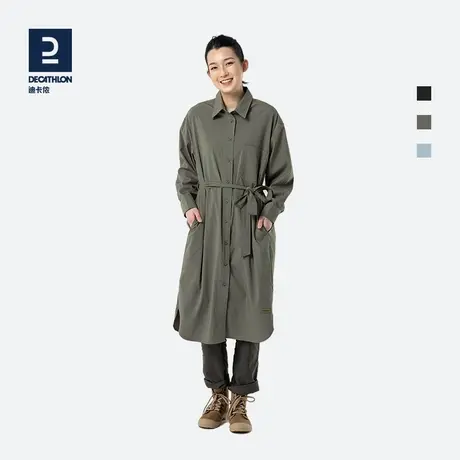 迪卡侬官方运动风衣薄款百搭长款女装衬衫连衣裙休闲外套春秋ODT2图片