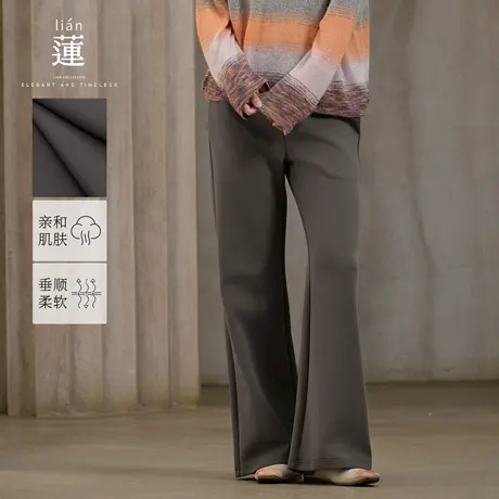 【商场同款】阿依莲时尚针织微喇裤女25秋季新款气质独特休闲裤子商品大图