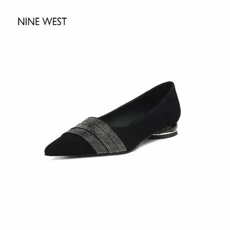 Nine West/玖熙2025新款尖头时尚气质真皮休闲水钻浅口粗跟单鞋女商品大图