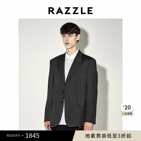 RAZZLE 地素男装西装外套冬季深灰色条纹拼接西装商品大图