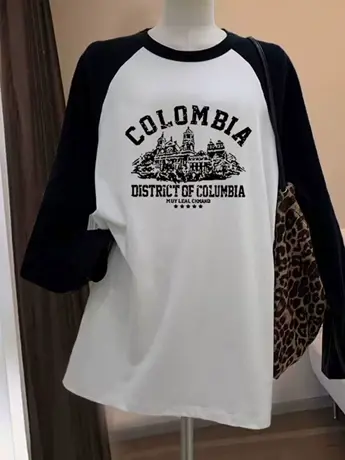 仿棉长袖t恤女2023新款爆款欧货春秋装冬季内搭打底衫插肩袖上衣商品大图