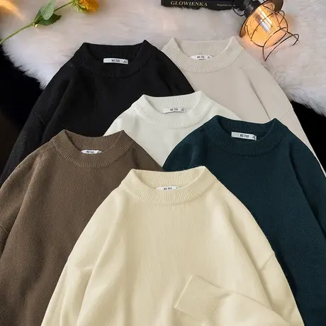 男士毛衣2023新款秋冬季日系复古毛衫外穿宽松慵懒风针织衫毛线衣商品大图