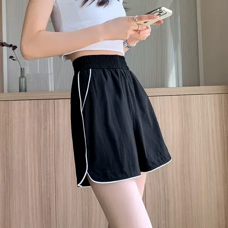 速干运动短裤女夏季薄款松紧腰跑步外穿宽松阔腿休闲高腰显瘦热裤商品大图
