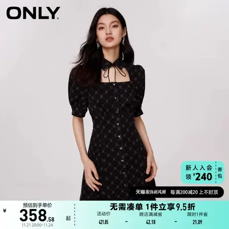 ONLY2023秋季新款时尚显瘦泡泡袖翻领短款牛仔连衣裙女图片