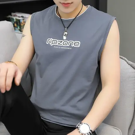夏季无袖T恤男韩版坎肩ins帅气汗衫夏天衣服学生运动健身背心潮流图片