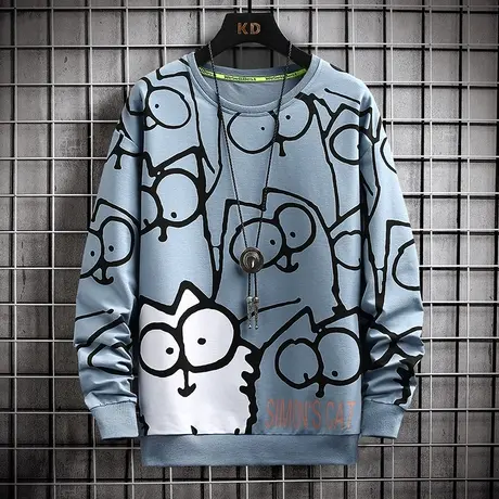 男士卫衣韩版潮流2023新款宽松印花长袖t恤春秋打底衫男装上衣服商品大图