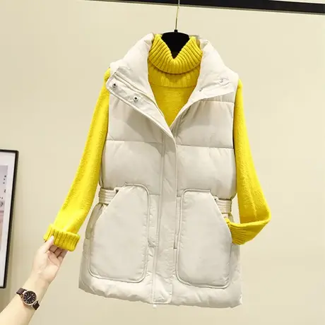 羽绒棉马甲女中款2023秋冬季新款韩版坎肩背心时尚百搭面包服马夹图片