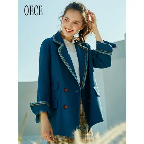 Oece复古小香风英伦西装外套春秋新款高级感女士西服图片
