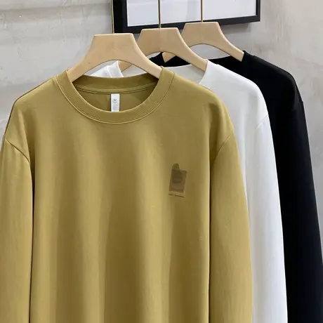 长袖t恤男2023春秋季休闲内搭打底衫宽松圆领印花卫衣男潮牌ins商品大图