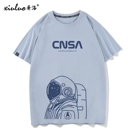秀洛CNSA中国航天宇航员短袖t恤男夏季新款宽松潮流国潮纯棉半袖商品大图
