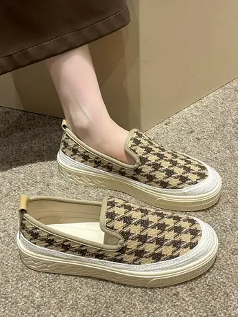 2024春季新款韩版时尚女单鞋帆布鞋休闲舒适时尚一脚蹬懒人学生鞋商品大图