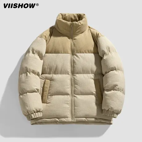 VIISHOW玉米格羽绒棉服男士冬季加厚冬装新款潮牌棉袄外套面包服商品大图