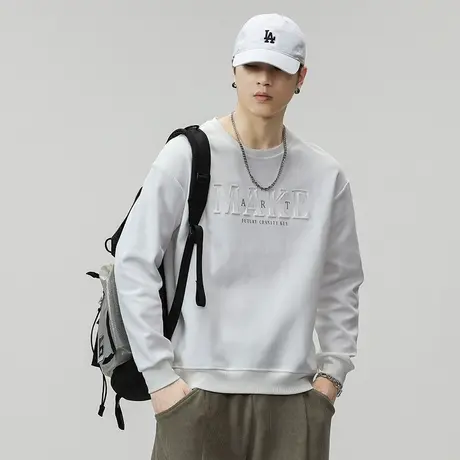 青春流行百搭卫衣潮流大码秋冬款长袖卫衣圆领宽松男士休闲卫衣图片