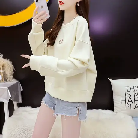 减10】宽松短款小个子卫衣女2023新款秋季洋气减龄网红设计感上衣图片