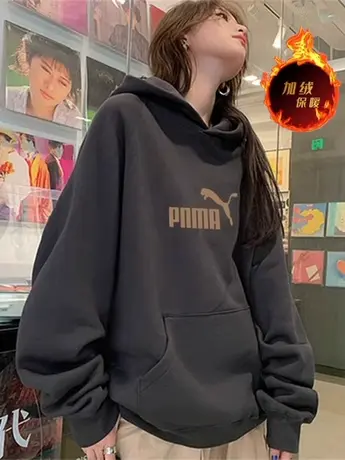 奥特莱斯旗舰店连帽卫衣男女2024秋冬新款宽松情侣装加绒运动外套图片