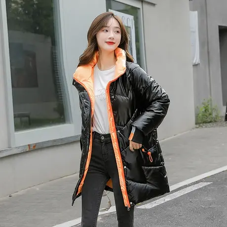 亮面免洗羽绒棉衣棉服女中长款韩版宽松冬季外套棉袄2023年新款潮商品大图