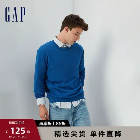 Gap男装秋冬新款纯棉简约保暖圆领针织衫时尚休闲套头毛衣737297图片
