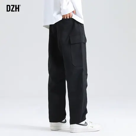 男士黑色裤子男春秋款宽松直筒休闲工装裤潮牌2024新款直筒裤长裤商品大图