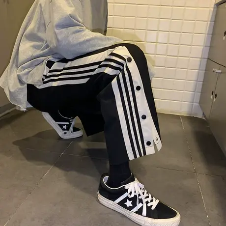 港风运动裤男潮流ins秋冬季休闲裤子宽松速干九分直筒裤韩版长裤商品大图