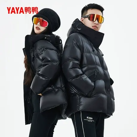 鸭鸭短款加厚羽绒服2024新品时尚休闲连帽保暖情侣外套J商品大图