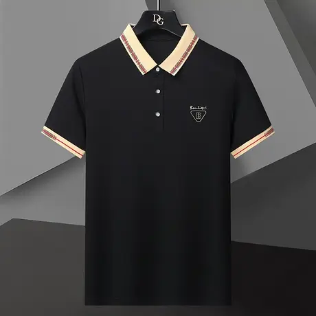 夏季polo衫男士冰丝t恤高级感有领宽松半袖弹力体桖短袖速干衣服商品大图