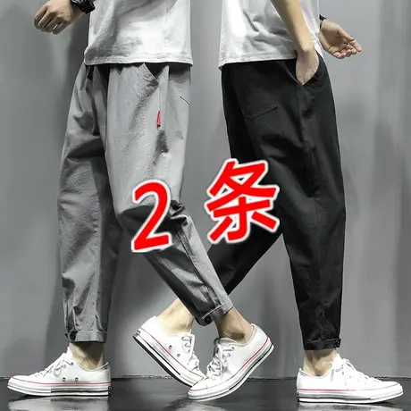 夏季工装裤男宽松长裤薄款加肥加大休闲裤男士运动裤肥佬直筒裤子商品大图