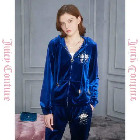 Juicy Couture橘滋典雅深邃皇冠烫钻丝绒女式外套图片