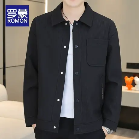 罗蒙工装翻领外套男春秋款2023新款秋季男装高端休闲男士夹克上衣商品大图