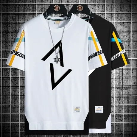 短袖男潮牌潮流2023年新款夏季半袖男士t恤宽松青少年学生上衣服商品大图