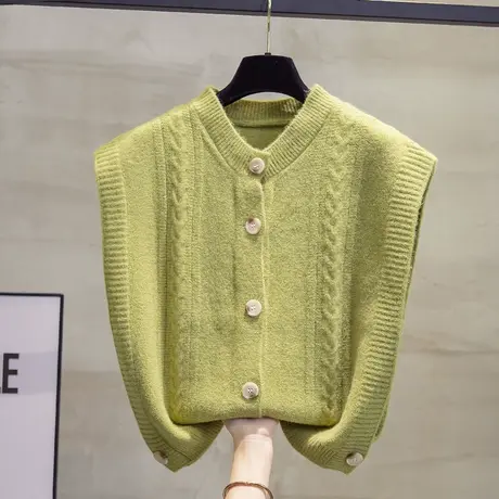 短款针织开衫马甲背心女2023秋装新款宽松外穿马夹外搭毛衣坎肩潮商品大图