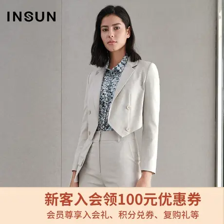 恩裳夏季西装女双排扣垂感气质西服外套休闲女装时尚感图片