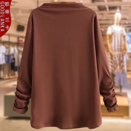 加肥加大码打底衫女宽松200斤洋气时尚秋冬季胖妈妈装中长款上衣商品大图