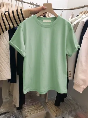 短袖T恤女韩版2023年春夏季新款纯色学生上衣百搭宽松体恤半袖潮商品大图