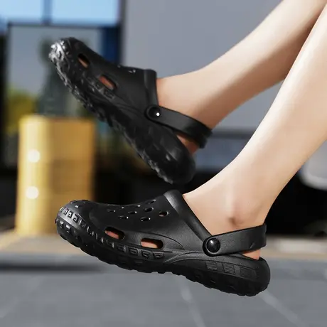 雨鞋 男款水鞋女防水防滑胶鞋男厨师鞋户外情侣轮胎底洞洞防雨鞋商品大图