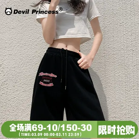 vintage美式高校复古风黑色短裤女夏oversize宽松阔腿五分裤ins潮图片