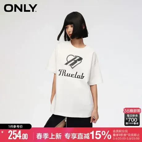 ONLY2024夏季新款休闲百搭宽松基础款圆领印花T恤女|124201035商品大图