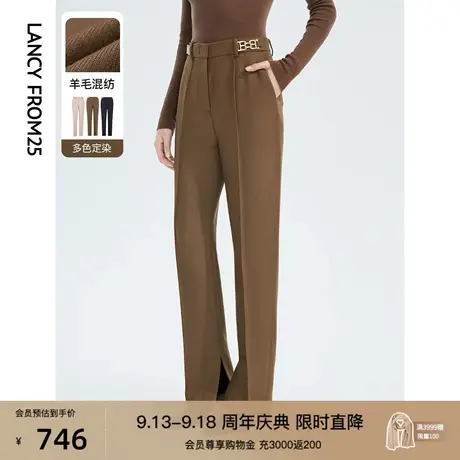 朗姿羊毛直筒高腰显瘦气质通勤职业正装西装裤商务长裤女秋冬新款商品大图