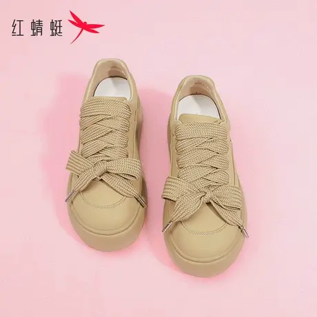 红蜻蜓厚底小白鞋女2023新款奶呼呼显脚小的鞋子面包厚底休闲板鞋商品大图