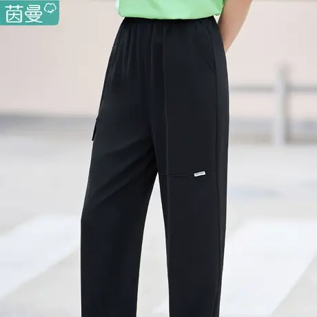 茵曼旗舰店束脚工装长裤女2023夏季新款宽松显瘦萝卜高腰休闲裤子图片