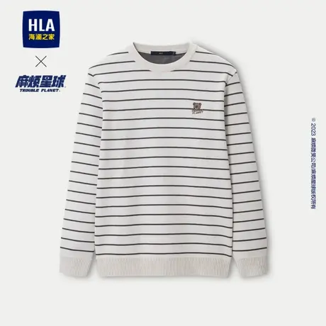 【加绒加厚】HLA/海澜之家麻烦星球联名针织衫23秋冬新条纹毛衣男商品大图