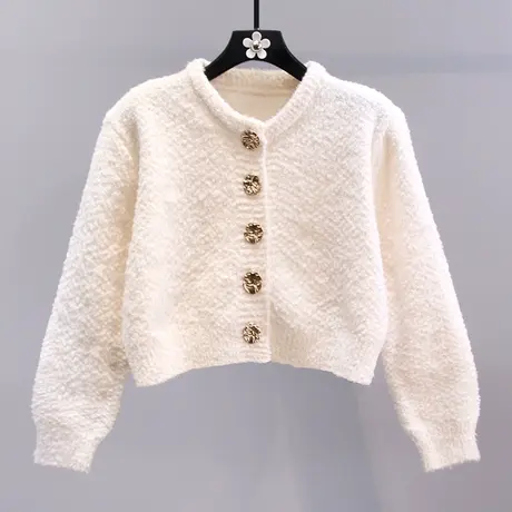 日系软糯毛衣外套女秋冬2023新款宽松慵懒风时尚长袖短款针织开衫商品大图