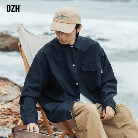 男士工装衬衫男长袖高级感宽松休闲纯棉衬衣外套春秋男装2023新款商品大图