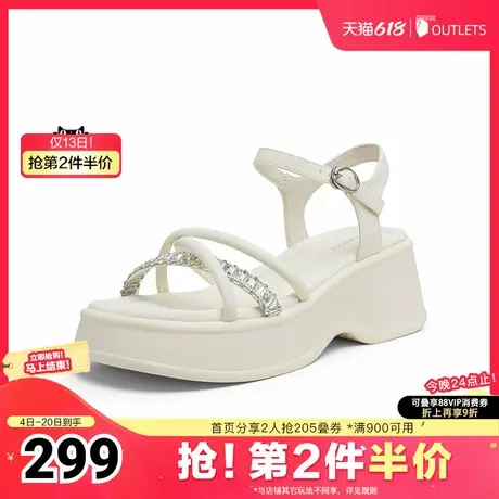 百思图2025夏季新款休闲凉鞋时尚潮流通勤厚底女凉鞋BV126BL5图片