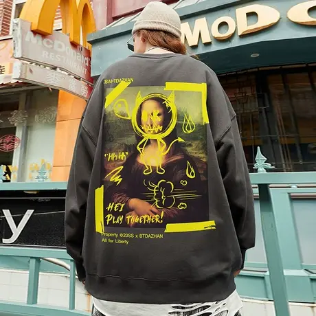 美式高街潮牌小恶魔卫衣男士oversize加绒欧美嘻哈hiphop街头外套商品大图