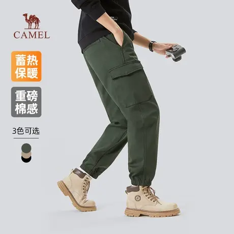 骆驼男装纯棉工装裤男士2025新款冬季加绒保暖宽松束脚休闲长裤子商品大图