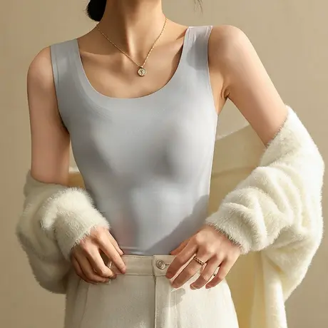 冰丝无痕吊带背心女带胸垫一体式薄款修身抗菌打底内衣肌底衣夏季图片
