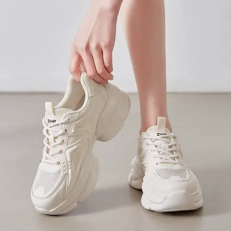 老爹鞋厚底春季小白鞋女2025新款爆款软底运动休闲鞋减震网面跑鞋商品大图