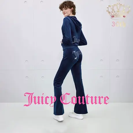 Juicy Couture【30周年系列】橘滋25秋新款零压弹力丝绒休闲裤女商品大图
